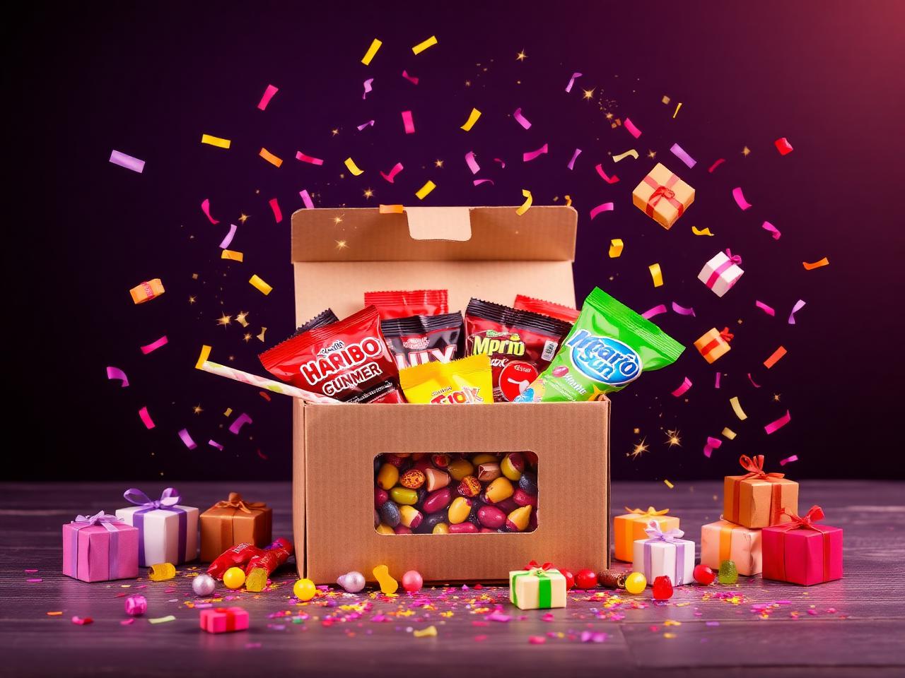 Box Surprise remplie de bonbons, chocolats et boisson enfant