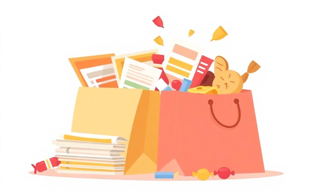 Flyers imprimés et sacs Pipa SHOP remplis de snacks